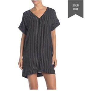 Madewell Black Pinstriped Short Sleeve Tee Dress